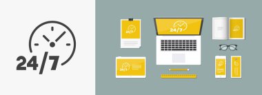 24/7 hizmet - vektör web simgesi
