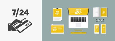 ATM hizmet 7/24 - vektör web simgesi