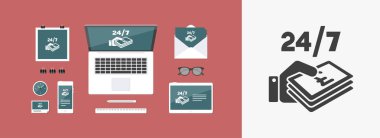 24/7 - Sterling - vektör web simgesi ödeme hizmetleri
