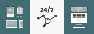 24/7 - vektör web simgesi veri rapor Hizmetleri