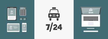 Kentsel hareketlilik servis 7/24 - vektör web simgesi