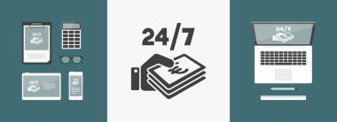 Hizmetleri 24/7 - Euro - vektör web simgesi ödemek