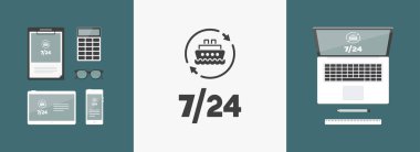 Gemi Hizmetleri 7/24 - vektör web simgesi