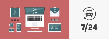 Otomotiv Hizmetleri 7/24 - vektör web simgesi