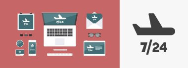 Havayolu Hizmetleri 7/24 - vektör web simgesi