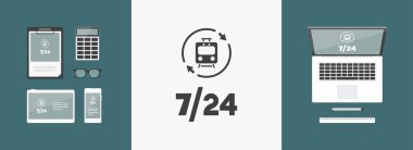 Tren Hizmetleri 7/24 - vektör web simgesi