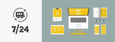 Otobüs servisi 7/24 - vektör web simgesi