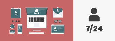 Takım Hizmetleri 7/24 - vektör web simgesi