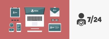 7/24 hizmet - vektör simgesi web
