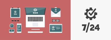 Teknik destek 7/24 - vektör web simgesi