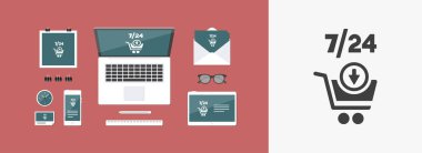 7/24 alışveriş - vektör web simgesi