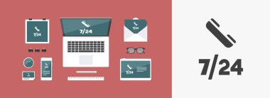 Sabit telefon desteği - vektör web simgesi