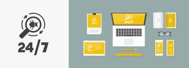 Antivirüs hizmeti 24/7 - en az vektör simgesi