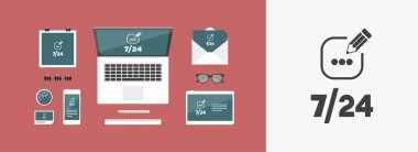 İleti - destek yardım hizmetleri 7/24 - Modern simgesi