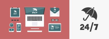 Sürekli koruma hizmetleri 24/7 - vektör web simgesi