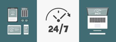 Sabit hizmetleri 24/7 - vektör web simgesi