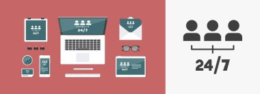 web 24/7 ağ hizmetleri - vektör simgesi
