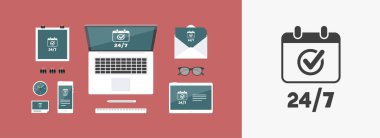 -24/7 Hizmetleri - vektör web simge takvim