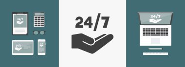 Sabit hizmetleri 24/7 - vektör web simgesi