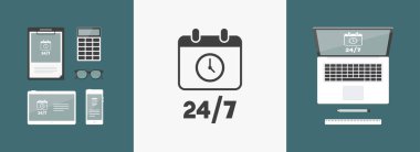 -24/7 Hizmetleri - vektör web simge takvim