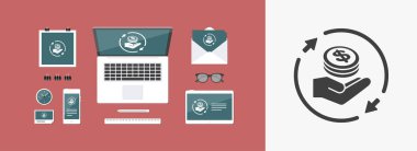 Sabit Döviz bankacılık hizmetleri - vektör web simgesi