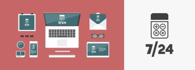 Sürekli 7/24 yardım hesaplamalar - vektör web simgesi