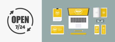 Açık 7/24 - vektör web simgesi depolamak