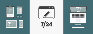 Özelleştirilmiş web hizmetleri 7/24 - vektör web simgesi