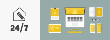 Ev hizmetleri 24/7 - vektör web simgesi özelleştirilmiş