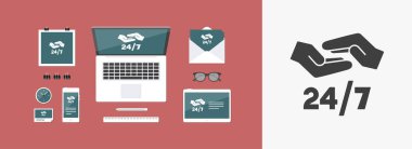 24/7 sürekli koruma hizmetleri simgesi