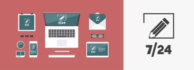 Sabit tasarım proje hizmetleri 7/24 - vektör web simgesi