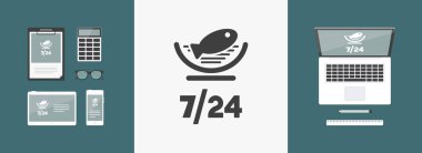 Online yemek hizmetleri - balık - vektör web simgesi