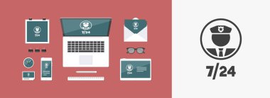 Sürekli polis ve güvenlik hizmeti - vektör web simgesi