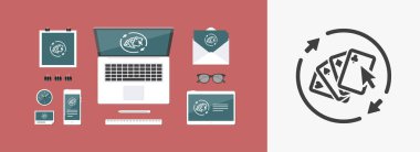 Sürekli online poker oyun - vektör web simgesi