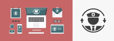 Tam polis ve güvenlik hizmet - vektör web simgesi