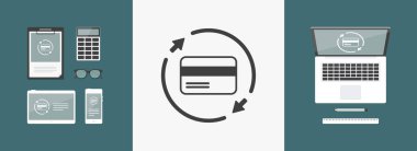 Tam kredi kartı hizmetleri 24/7 - vektör web simgesi