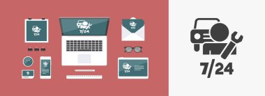 Sürekli araba yardım hizmetleri - vektör web simgesi