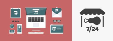 Kasap dükkanı açık 7/24 - vektör web simgesi