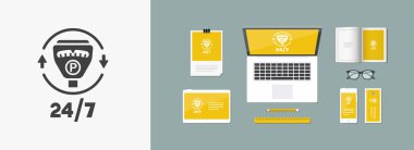 Sürekli park hizmet 24/7 - vektör web simgesi