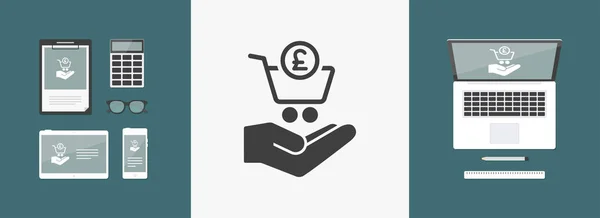 Sterling shopping cash - Minimal modern icon — Stock Vector