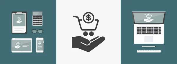 Dollars shopping cash - Minimal modern icon — Stock Vector