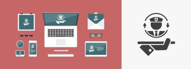 Tam polis koruması - vektör web simgesi