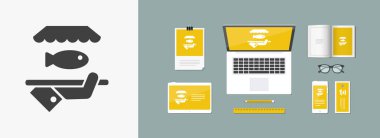 Balık restaurant - vektör web simgesi