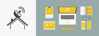 Ev uydu alıcısı - vektör web simgesi
