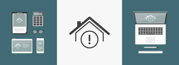 House uyarısı - vektör web simgesi — Stok Vektör
