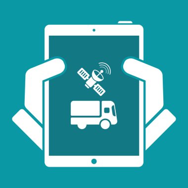 Uydu kontrol - vektör web simgesi ile kamyon