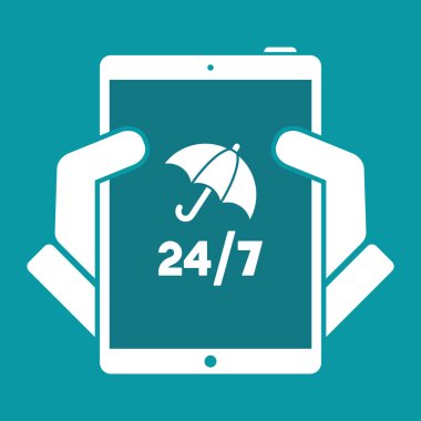 Sürekli koruma hizmetleri 24/7 - vektör web simgesi
