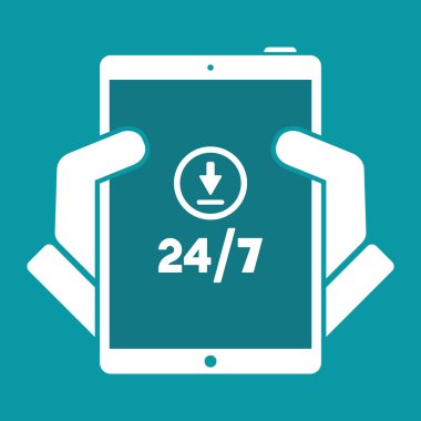Sürekli download hizmet 24/7 - vektör web simgesi