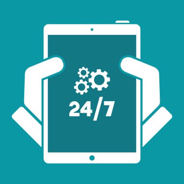 Sürekli teknik destek 24/7 - vektör web simgesi