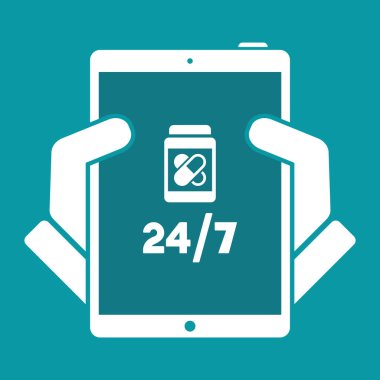 Sürekli sağlık hizmetleri 24/7 - vektör web simgesi